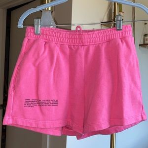 Pangaia sweat shorts. Flamingo pink. Size XS